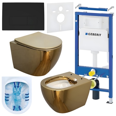 ZESTAW PODTYNKOWY WC STELAŻ GEBERIT DUOFIX MISKA MIZU-GL-WH-RIM-03 PRZYCISK DELTA 50 CZARNY MAT