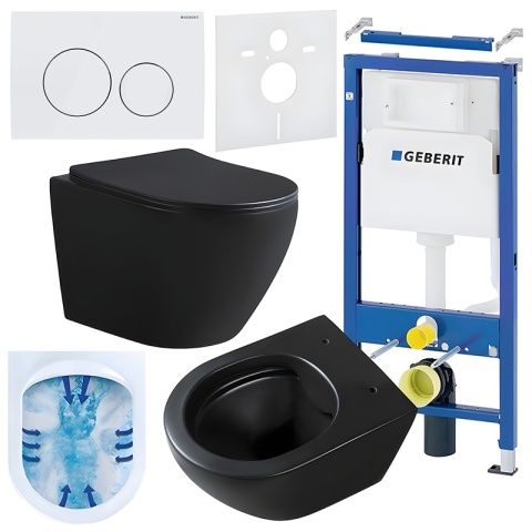 ZESTAW PODTYNKOWY WC STELAŻ GEBERIT DUOFIX MISKA MIZU-MTB-RIM-03 PRZYCISK DELTA 20 BIAŁY