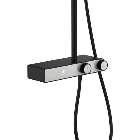 BATERIA PRYSZNICOWA ŁAZIENKOWA Z DESZCZOWNICĄ NATRYSKOWA F12-BL CZARNA LCD