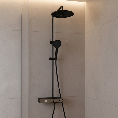 BATERIA PRYSZNICOWA ŁAZIENKOWA Z DESZCZOWNICĄ NATRYSKOWA F12-BL CZARNA LCD