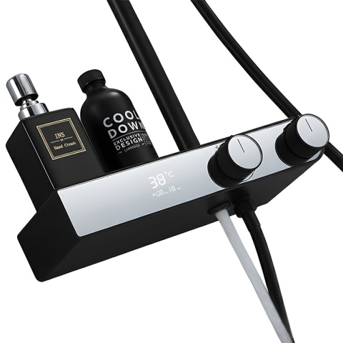 BATERIA PRYSZNICOWA ŁAZIENKOWA Z DESZCZOWNICĄ NATRYSKOWA F12-BL CZARNA LCD