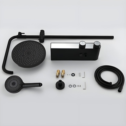 BATERIA PRYSZNICOWA ŁAZIENKOWA Z DESZCZOWNICĄ NATRYSKOWA F12-BL CZARNA LCD