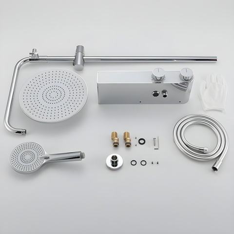 BATERIA PRYSZNICOWA ŁAZIENKOWA Z DESZCZOWNICĄ NATRYSKOWA F12A CHROM LCD