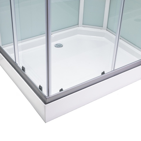 KABINA PRYSZNICOWA Z BRODZIKIEM Z HYDROMASAŻEM ALMA LEWA SZCZOTKOWANY CHROM 100X80 CM