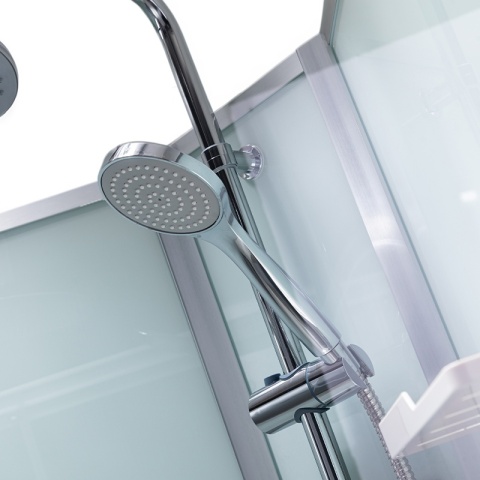 KABINA PRYSZNICOWA Z BRODZIKIEM Z HYDROMASAŻEM ALMA LEWA SZCZOTKOWANY CHROM 100X80 CM