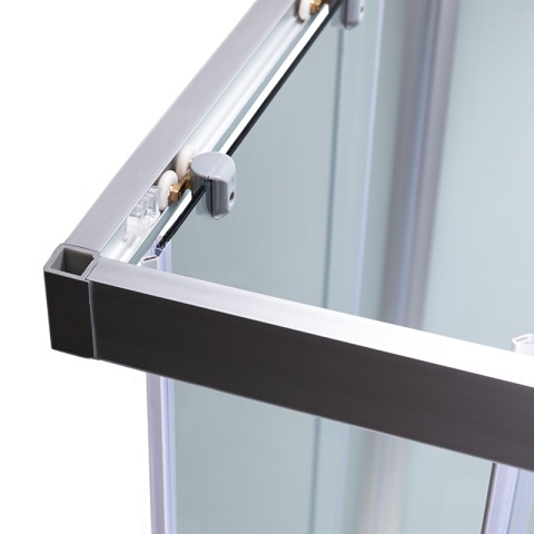 KABINA PRYSZNICOWA Z BRODZIKIEM Z HYDROMASAŻEM ALMA LEWA SZCZOTKOWANY CHROM 100X80 CM