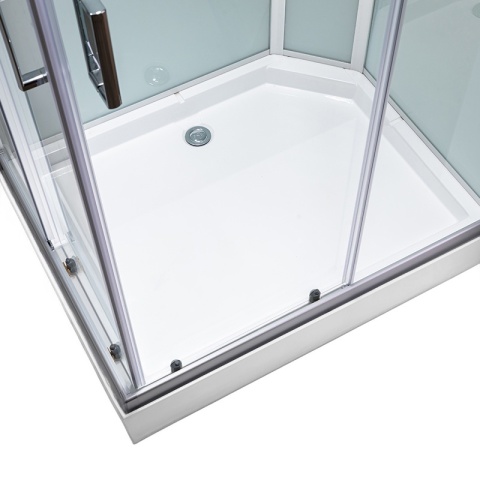 KABINA PRYSZNICOWA Z BRODZIKIEM Z HYDROMASAŻEM ALMA LEWA SZCZOTKOWANY CHROM 120X80 CM