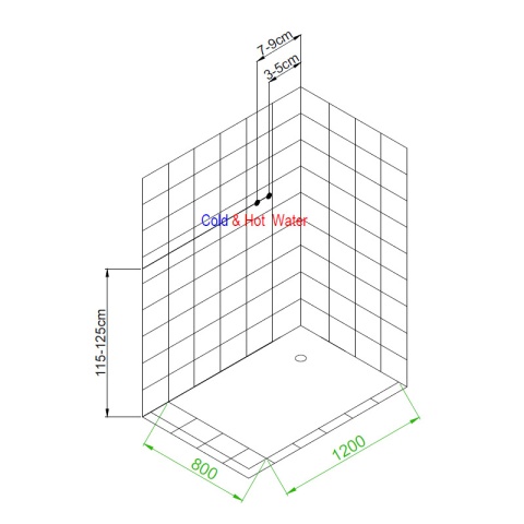 KABINA PRYSZNICOWA Z BRODZIKIEM Z HYDROMASAŻEM ALMA LEWA SZCZOTKOWANY CHROM 120X80 CM