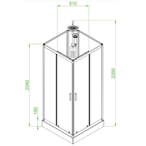 KABINA PRYSZNICOWA Z HYDROMASAŻEM LISA SZCZOTKOWANY CHROM 100x100 CM