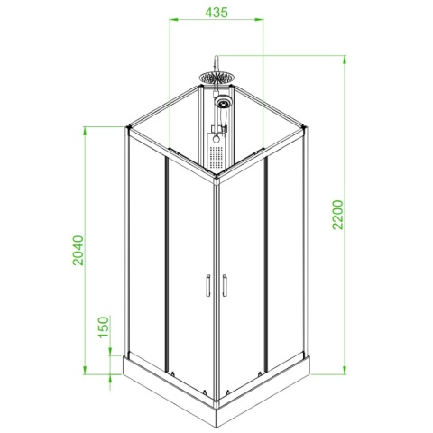 KABINA PRYSZNICOWA Z HYDROMASAŻEM LISA SZCZOTKOWANY CHROM 90x90 CM