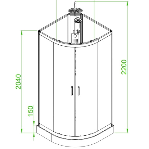 KABINA PRYSZNICOWA Z HYDROMASAŻEM PUERTO 01A SZCZOTKOWANY CHROM 80x80 CM PUERTO-CH-BR-01A-80