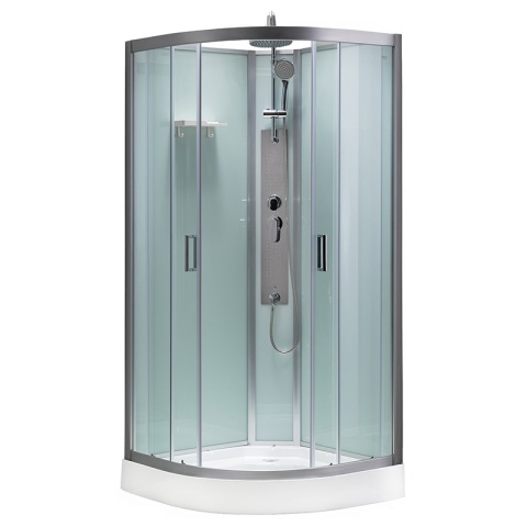 KABINA PRYSZNICOWA Z HYDROMASAŻEM PUERTO 01A SZCZOTKOWANY CHROM 80x80 CM PUERTO-CH-BR-01A-80