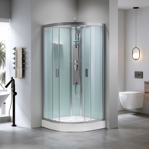 KABINA PRYSZNICOWA Z HYDROMASAŻEM PUERTO 01A SZCZOTKOWANY CHROM 80x80 CM PUERTO-CH-BR-01A-80