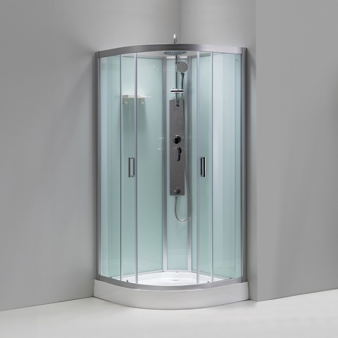 KABINA PRYSZNICOWA Z HYDROMASAŻEM PUERTO 01A SZCZOTKOWANY CHROM 80x80 CM PUERTO-CH-BR-01A-80