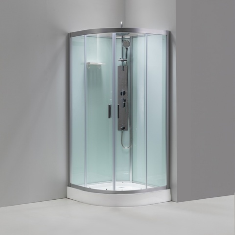 KABINA PRYSZNICOWA Z HYDROMASAŻEM PUERTO 01A SZCZOTKOWANY CHROM 80x80 CM PUERTO-CH-BR-01A-80