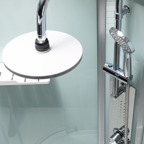 KABINA PRYSZNICOWA Z HYDROMASAŻEM PUERTO 01A SZCZOTKOWANY CHROM 80x80 CM PUERTO-CH-BR-01A-80