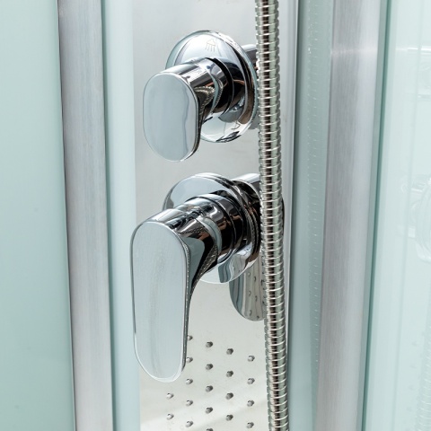 KABINA PRYSZNICOWA Z HYDROMASAŻEM PUERTO 01A SZCZOTKOWANY CHROM 80x80 CM PUERTO-CH-BR-01A-80