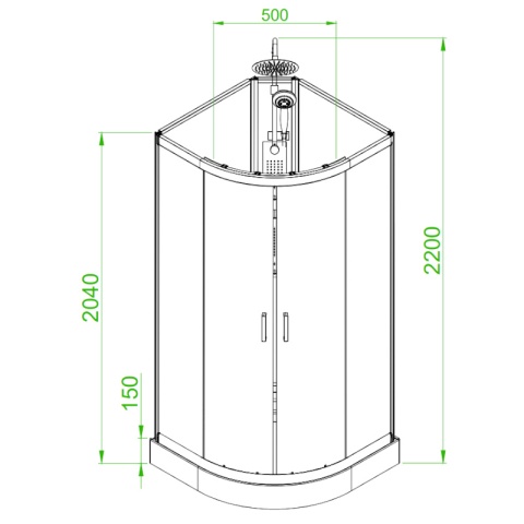 KABINA PRYSZNICOWA Z HYDROMASAŻEM PUERTO 01B SZCZOTKOWANY CHROM 90x90 CM