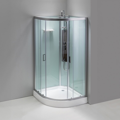 KABINA PRYSZNICOWA Z HYDROMASAŻEM PUERTO 01B SZCZOTKOWANY CHROM 90x90 CM