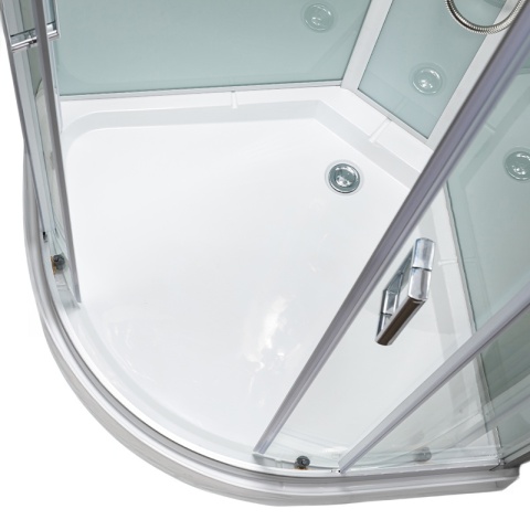 KABINA PRYSZNICOWA Z HYDROMASAŻEM PUERTO 01B SZCZOTKOWANY CHROM 90x90 CM