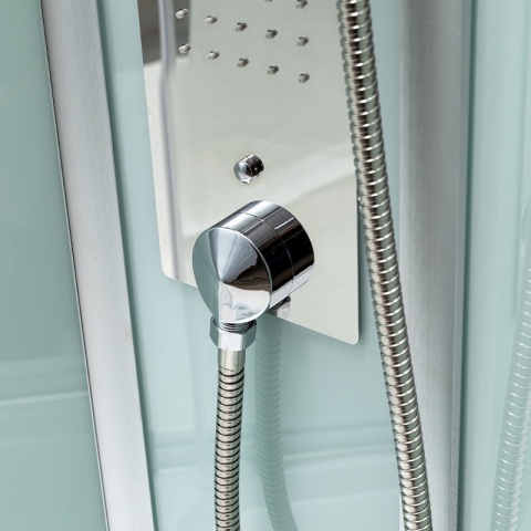 KABINA PRYSZNICOWA Z HYDROMASAŻEM PUERTO 01B SZCZOTKOWANY CHROM 90x90 CM