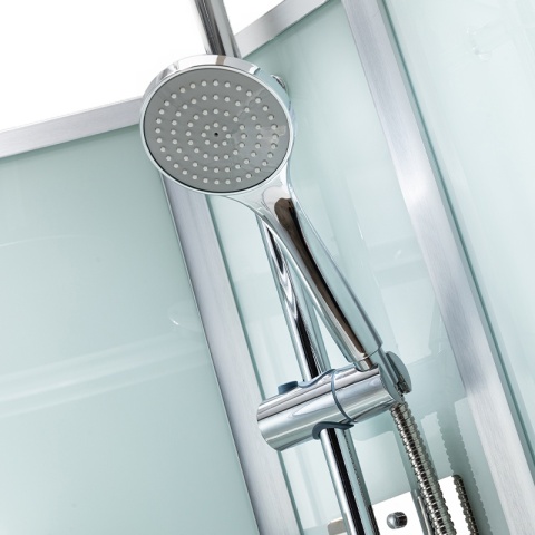 KABINA PRYSZNICOWA Z HYDROMASAŻEM PUERTO 01B SZCZOTKOWANY CHROM 90x90 CM