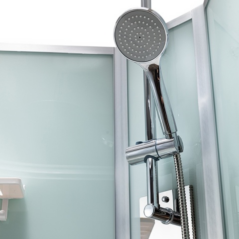 KABINA PRYSZNICOWA Z HYDROMASAŻEM PUERTO 01B SZCZOTKOWANY CHROM 90x90 CM