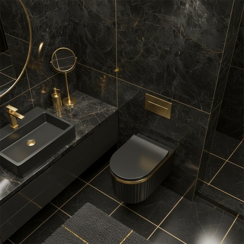 MISKA WC WISZĄCA RIMLESS LUMA-MTB-GL-RIM-03 CZARNY MAT DESKA WOLNOOPADAJĄCA DUROPLAST