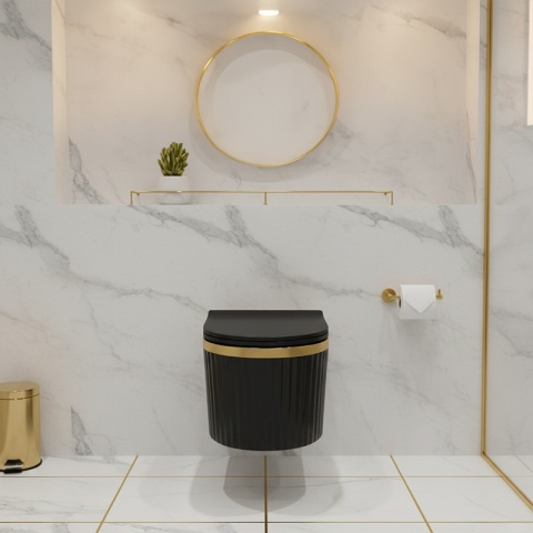 MISKA WC WISZĄCA RIMLESS LUMA-MTB-GL-RIM-03 CZARNY MAT DESKA WOLNOOPADAJĄCA DUROPLAST