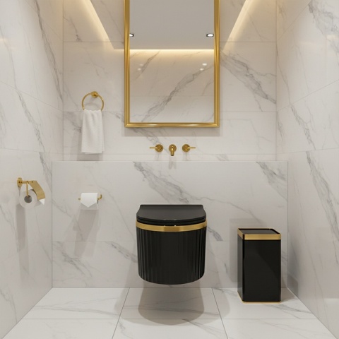 MISKA WC WISZĄCA RIMLESS LUMA-MTB-GL-RIM-03 CZARNY MAT DESKA WOLNOOPADAJĄCA DUROPLAST