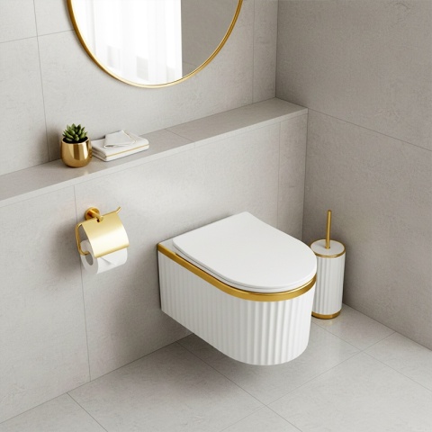 MISKA WC WISZĄCA RIMLESS LUMA-WH-GL-RIM-03 BIAŁA DESKA WOLNOOPADAJĄCA DUROPLAST