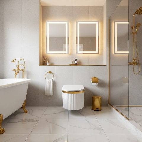 MISKA WC WISZĄCA RIMLESS LUMA-WH-GL-RIM-03 BIAŁA DESKA WOLNOOPADAJĄCA DUROPLAST