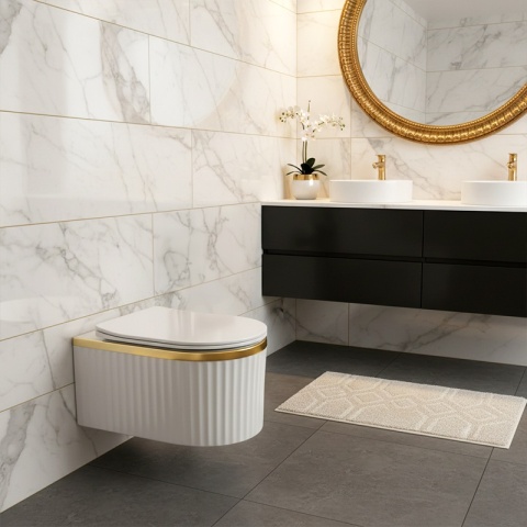 MISKA WC WISZĄCA RIMLESS LUMA-WH-GL-RIM-03 BIAŁA DESKA WOLNOOPADAJĄCA DUROPLAST