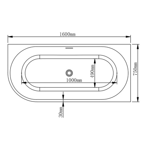 WANNA WOLNOSTOJĄCA PRZYŚCIENNA MERA2-509C2-R-P-GL PRAWA BIAŁA PRZELEW ZŁOTY 160x75 CM