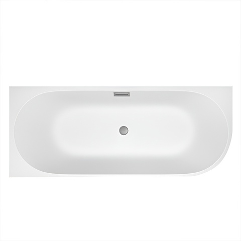 WANNA WOLNOSTOJĄCA PRZYŚCIENNA MERA2-509C2-L-P-GRBR LEWA BIAŁA PRZELEW SZCZOTKOWANA STAL 160x75 CM