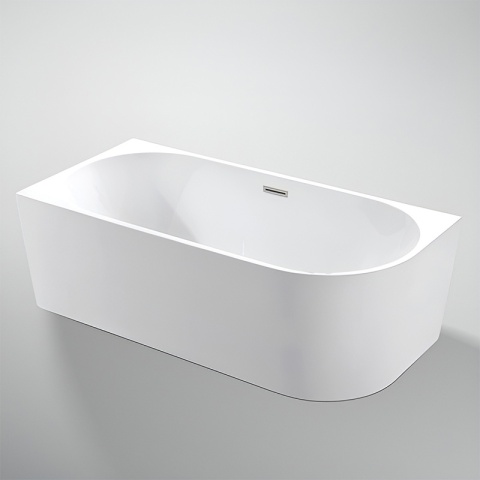 WANNA WOLNOSTOJĄCA PRZYŚCIENNA MERA2-509C2-L-P-GRBR LEWA BIAŁA PRZELEW SZCZOTKOWANA STAL 160x75 CM