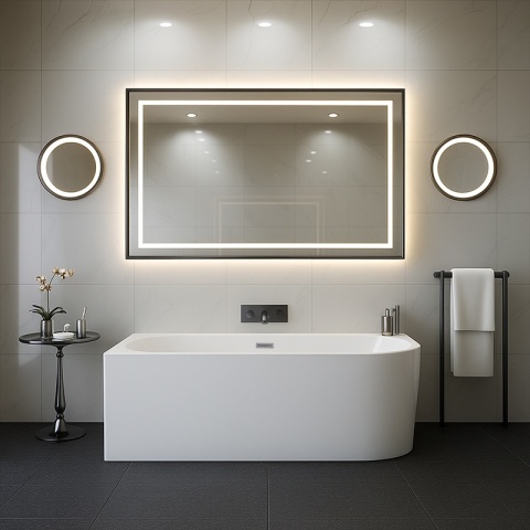 WANNA WOLNOSTOJĄCA PRZYŚCIENNA MERA2-509C2-L-P-GRBR LEWA BIAŁA PRZELEW SZCZOTKOWANA STAL 160x75 CM