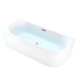 WANNA WOLNOSTOJĄCA PRZYŚCIENNA MERA2-509C2-L-P-GRBR LEWA BIAŁA PRZELEW SZCZOTKOWANA STAL 160x75 CM