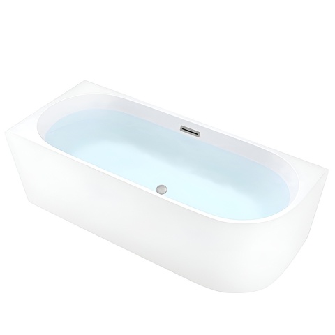 WANNA WOLNOSTOJĄCA PRZYŚCIENNA MERA2-509C2-L-P-GRBR LEWA BIAŁA PRZELEW SZCZOTKOWANA STAL 160x75 CM