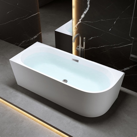 WANNA WOLNOSTOJĄCA PRZYŚCIENNA MERA2-509C2-L-P-GRBR LEWA BIAŁA PRZELEW SZCZOTKOWANA STAL 160x75 CM