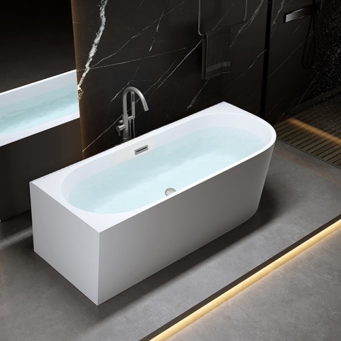 WANNA WOLNOSTOJĄCA PRZYŚCIENNA MERA2-509C2-L-P-GRBR LEWA BIAŁA PRZELEW SZCZOTKOWANA STAL 160x75 CM