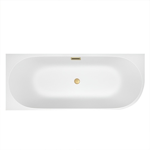 WANNA WOLNOSTOJĄCA PRZYŚCIENNA MERA2-509C2-L-P-GLBR LEWA BIAŁA PRZELEW ZŁOTY SZCZOTKOWANY 160x75 CM