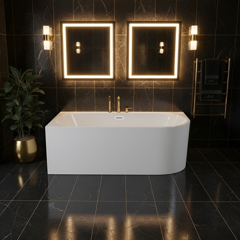 WANNA WOLNOSTOJĄCA PRZYŚCIENNA MERA2-509C2-L-P-WH LEWA BIAŁA PRZELEW BIAŁY 160x75 CM