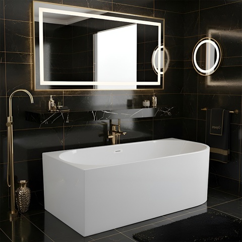 WANNA WOLNOSTOJĄCA PRZYŚCIENNA MERA2-509C2-L-P-WH LEWA BIAŁA PRZELEW BIAŁY 160x75 CM