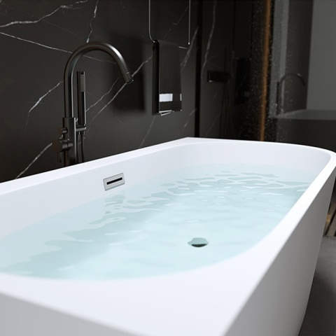 WANNA WOLNOSTOJĄCA PRZYŚCIENNA MERA2-509C2-L LEWA BIAŁA PRZELEW CHROM 160x75 CM