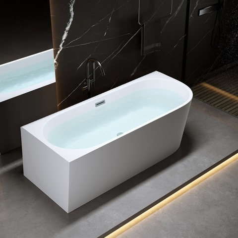 WANNA WOLNOSTOJĄCA PRZYŚCIENNA MERA2-509C2-L LEWA BIAŁA PRZELEW CHROM 160x75 CM