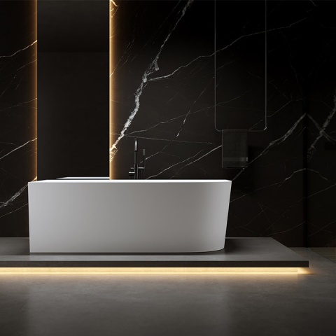 WANNA WOLNOSTOJĄCA PRZYŚCIENNA MERA2-509C2-L LEWA BIAŁA PRZELEW CHROM 160x75 CM