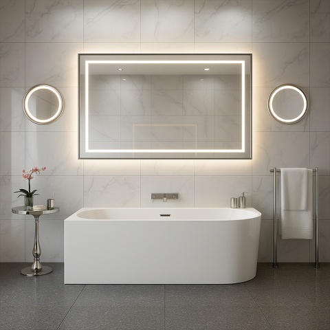 WANNA WOLNOSTOJĄCA PRZYŚCIENNA MERA2-509C2-L LEWA BIAŁA PRZELEW CHROM 160x75 CM