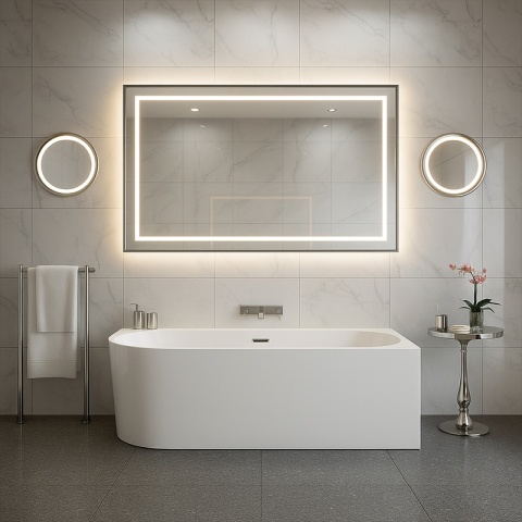 WANNA WOLNOSTOJĄCA PRZYŚCIENNA MERA2-509C2-R PRAWA BIAŁA PRZELEW CHROM 160x75 CM