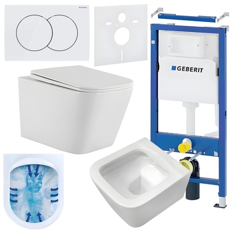 ZESTAW PODTYNKOWY WC STELAŻ GEBERIT DUOFIX MISKA AQUA-WH-03 PRZYCISK DELTA 01 BIAŁY